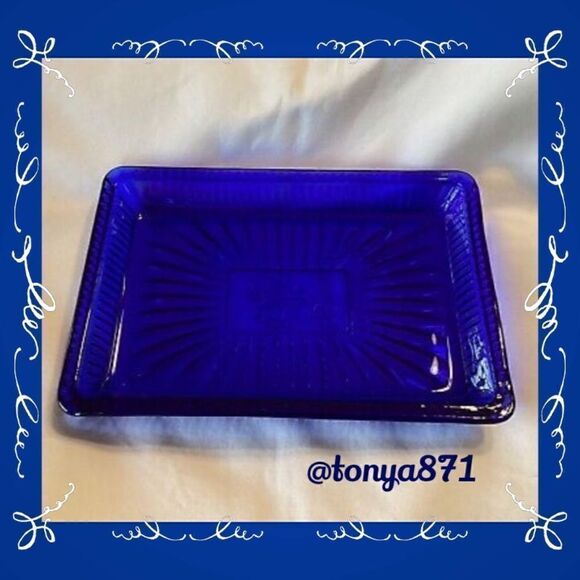 🦋 EUC Pioneer Woman Stunning Cobalt Blue Soap Dish / Trinket Tray, Rare - Picture 4 of 8
